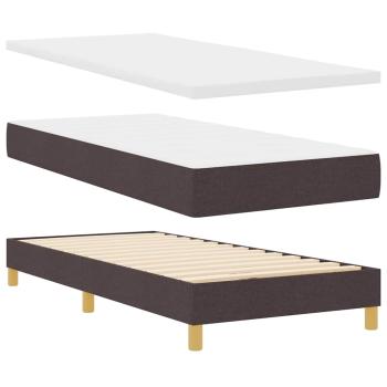Boxspringbett Dunkelbraun und Weiß 90 x 200 cm Stoff