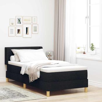 ARDEBO.de - Boxspringbett mit Kopfteil Schwarz und Weiß 90 x 190 cm Stoff