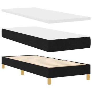 Boxspringbett Schwarz und Weiß und Schwarz 80 x 200 cm Stoff