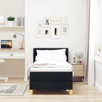 Boxspringbett Schwarz und Weiß und Schwarz 80 x 200 cm Stoff