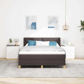 Boxspringbett Dunkelbraun und Weiß 140 x 190 cm Stoff