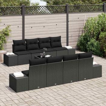 Sofa 6 pcs Schwarz 294 x 62 x 69 cm Poly-Rattan