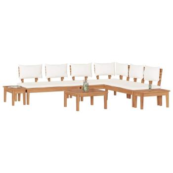 Gartenbänke Set 4 pcs Braun und Creme 2-Sitzer Mittel