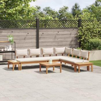 Gartenbänke Set 4 pcs Braun und Creme 2-Sitzer Mittel