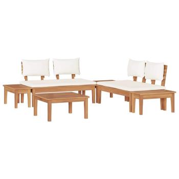 Gartenbänke Set 3 pcs Braun und Creme 2-Sitzer S Massivholz