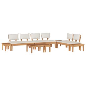 ARDEBO.de - Gartenbänke Set 5 pcs Braun und Creme 2-Sitzer S Massivholz