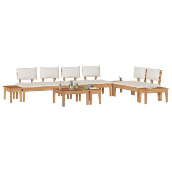 Gartenbänke Set 5 pcs Braun und Creme 2-Sitzer S Massivholz