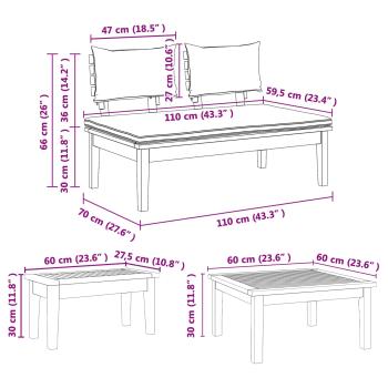Gartenbänke Set 5 pcs Braun und Creme 2-Sitzer S Massivholz
