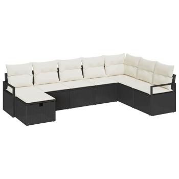 Garten-Sofa-Set 8 pcs Schwarz 287 x 177 x 69 cm Poly Rattan