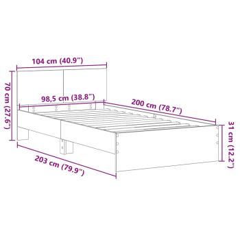 Bettgestell mit Kopfteil Altholz 100 x 200 cm Massivholz Kiefer