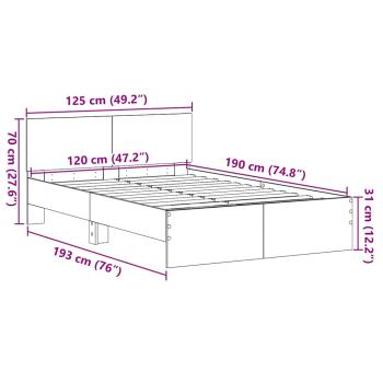 Bettgestell mit Kopfteil Altholz 120 x 190 cm Massivholz