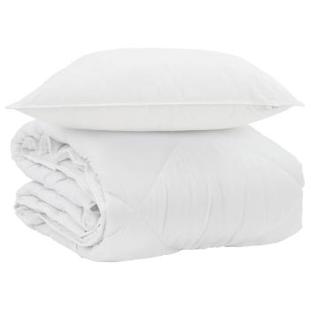 Steppbett mit Kissen 2 pcs Weiß 155 x 200 cm Mikrofaser