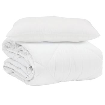 Sommerdecke mit Kissen 2 stk. Weiß Mikrofaser