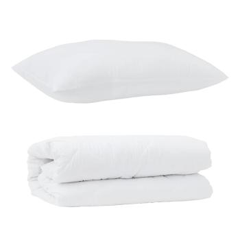 Bettdecke mit Kissen 2 pcs Weiß 155 x 200 cm Mikrofaser