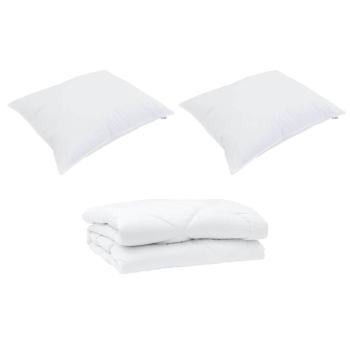 Bettdecke mit Kissen 3 pcs Weiß 240 x 220 cm Mikrofaser