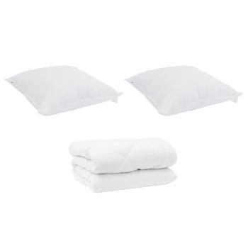 Winterbettdecke mit Kissen 3 pcs Weiß 200 x 220 cm Mikrofaser