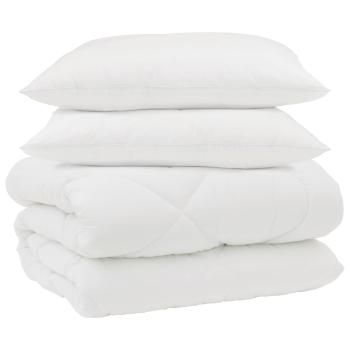 Winterbettdecke mit Kissen 3 pcs Weiß 240 x 220 cm Mikrofaser