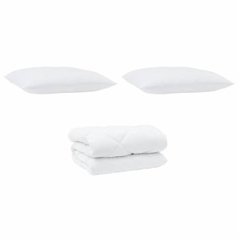 Winterbettdecke mit Kissen 3 pcs Weiß 260 x 220 cm Mikrofaser