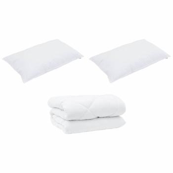 Winterbettdecke mit Kissen 3 pcs Weiß 200 x 220 cm Mikrofaser
