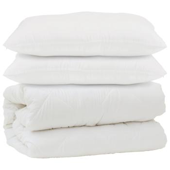 ARDEBO.de - Bettdecke Sonstiges mit Kissen 3 pcs Weiß 200 x 200 cm Mikrofaser