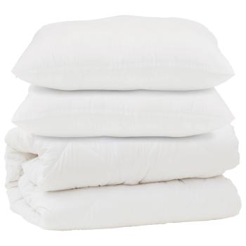 Bettdecke Sonstiges mit Kissen 3 pcs Weiß 240 x 200 cm Mikrofaser