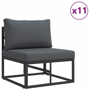 Garten-Sofa-Set mit Kissen mit Kissen 14 pcs Schwarz Aluminium