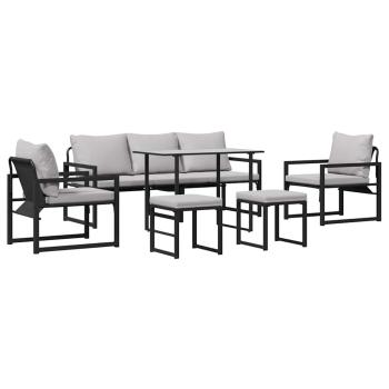 Garten-Sofa-Set 6 pcs Schwarz 61 x 72,5 x 71 cm Stahl