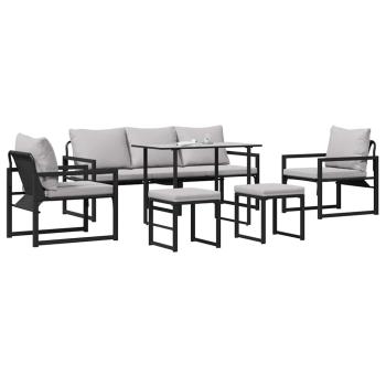 Garten-Sofa-Set 6 pcs Schwarz 61 x 72,5 x 71 cm Stahl