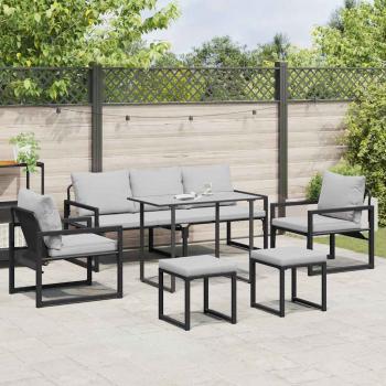 Garten-Sofa-Set 6 pcs Schwarz 61 x 72,5 x 71 cm Stahl