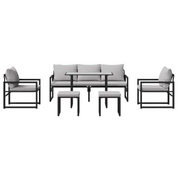Garten-Sofa-Set 6 pcs Schwarz 61 x 72,5 x 71 cm Stahl