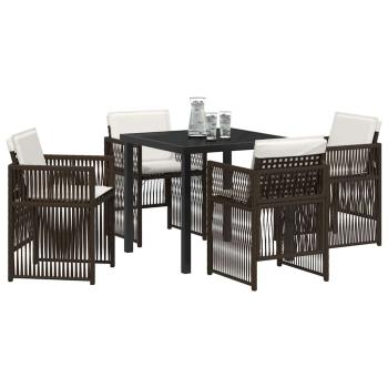 Braunes Garten-Esszimmer-Set 5 pcs Braun Stahl
