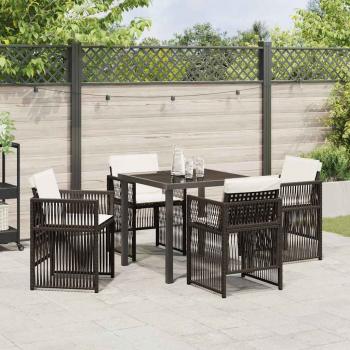 Braunes Garten-Esszimmer-Set 5 pcs Braun Stahl