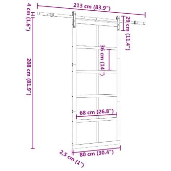 Schiebetür Braun 80 x 208 cm Massivholz Kiefer