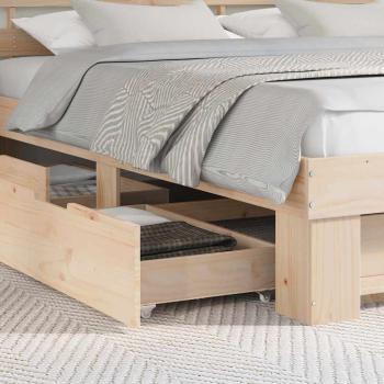 Bettgestell mit Schubladen mit Kopfteil mit Speicher Braun 200 x 200 cm Massivkiefer