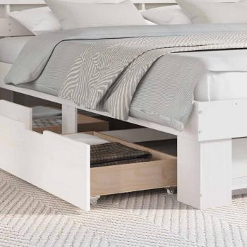 Bettgestell mit Schubladen mit Kopfteil mit Speicher Weiß 200 x 200 cm