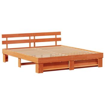 Bettgestell mit Schubladen mit Kopfteil mit Speicher Wachsbraun 200 x 200 cm Massivkiefer