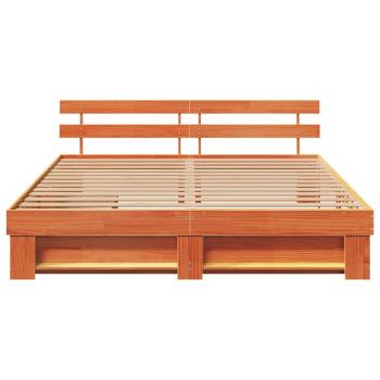 Bettgestell mit Schubladen mit Kopfteil mit Speicher Wachsbraun 200 x 200 cm Massivkiefer
