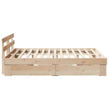 Bettgestell mit Schubladen mit Kopfteil mit Speicher Braun 150 x 200 cm Massivkiefer