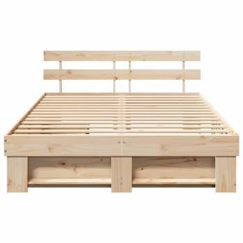 Bettgestell mit Schubladen mit Kopfteil mit Speicher Braun 140 x 200 cm Massivkiefer
