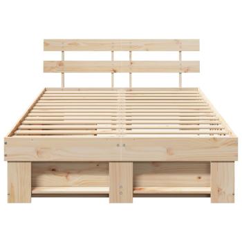 Bettgestell mit Schubladen mit Kopfteil mit Speicher Braun 120 x 200 cm Kiefernholz