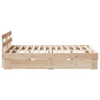 Bettgestell mit Schubladen mit Kopfteil mit Speicher Braun 120 x 200 cm Kiefernholz