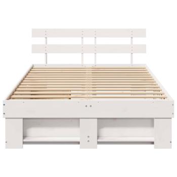 Bettgestell mit Schubladen mit Kopfteil mit Speicher Weiß 120 x 200 cm Holz