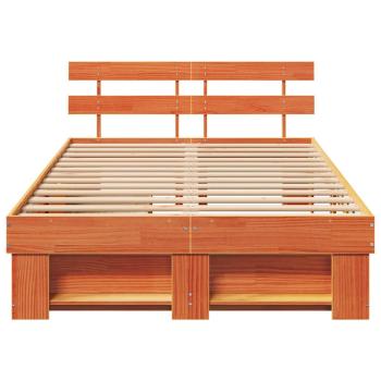 Bettgestell mit Schubladen mit Kopfteil mit Speicher Wachsbraun 120 x 200 cm Massivholz