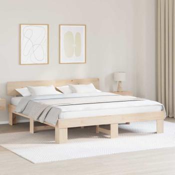 ARDEBO.de - Bettgestell mit Kopfteil Braun 200 x 200 cm Massivkiefer