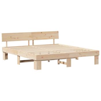 Bettgestell mit Kopfteil Braun 200 x 200 cm Massivkiefer