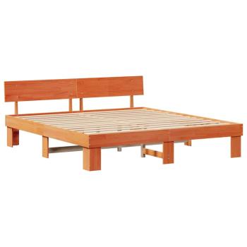 Bettgestell mit Kopfteil Wachsbraun 200 x 200 cm Massivkiefer