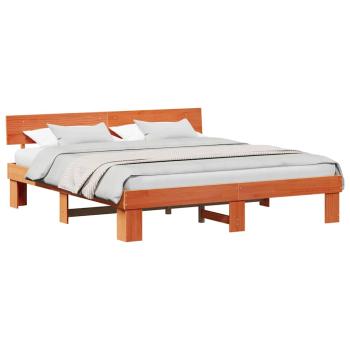 Bettgestell mit Kopfteil Wachsbraun 200 x 200 cm Massivkiefer