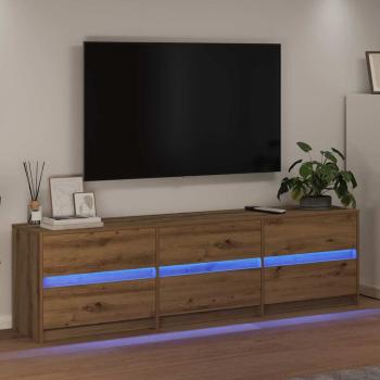 TV-Schränk Braun 181 x 34 x 50 cm Spanplatte und LED-Lichter