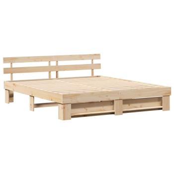 Bettgestell mit Kopfteil Braun 200 x 200 cm Massivholz Kiefer