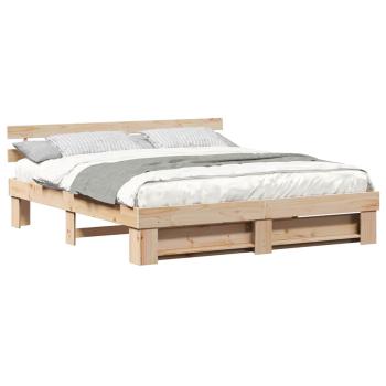 Bettgestell mit Kopfteil Braun 200 x 200 cm Massivholz Kiefer